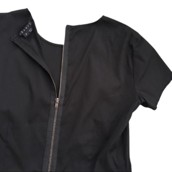 Theory Carrian Precise Pleated Peplum Blouse Back Zipper Black - Picture 5 of 7